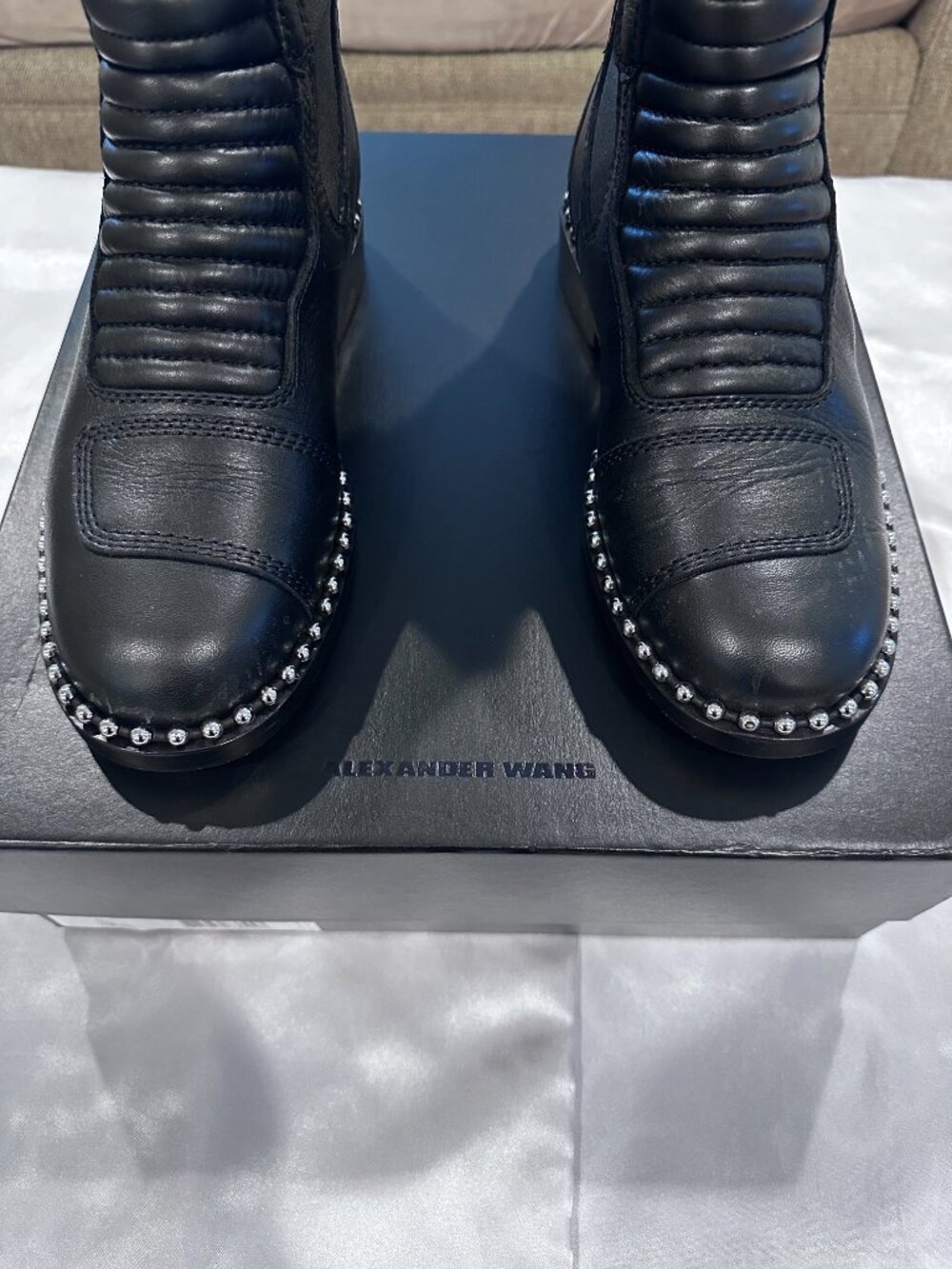 Brand New in Box Alexander Wang Black Leather Boots, Size 38 - Picture 6 of 14